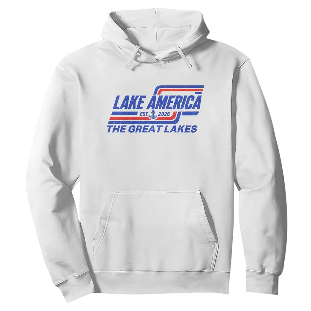 Lake America Est 2026 Retro Racing Stripes Patriotic Hoodie Great Lakes Nautical Graphic