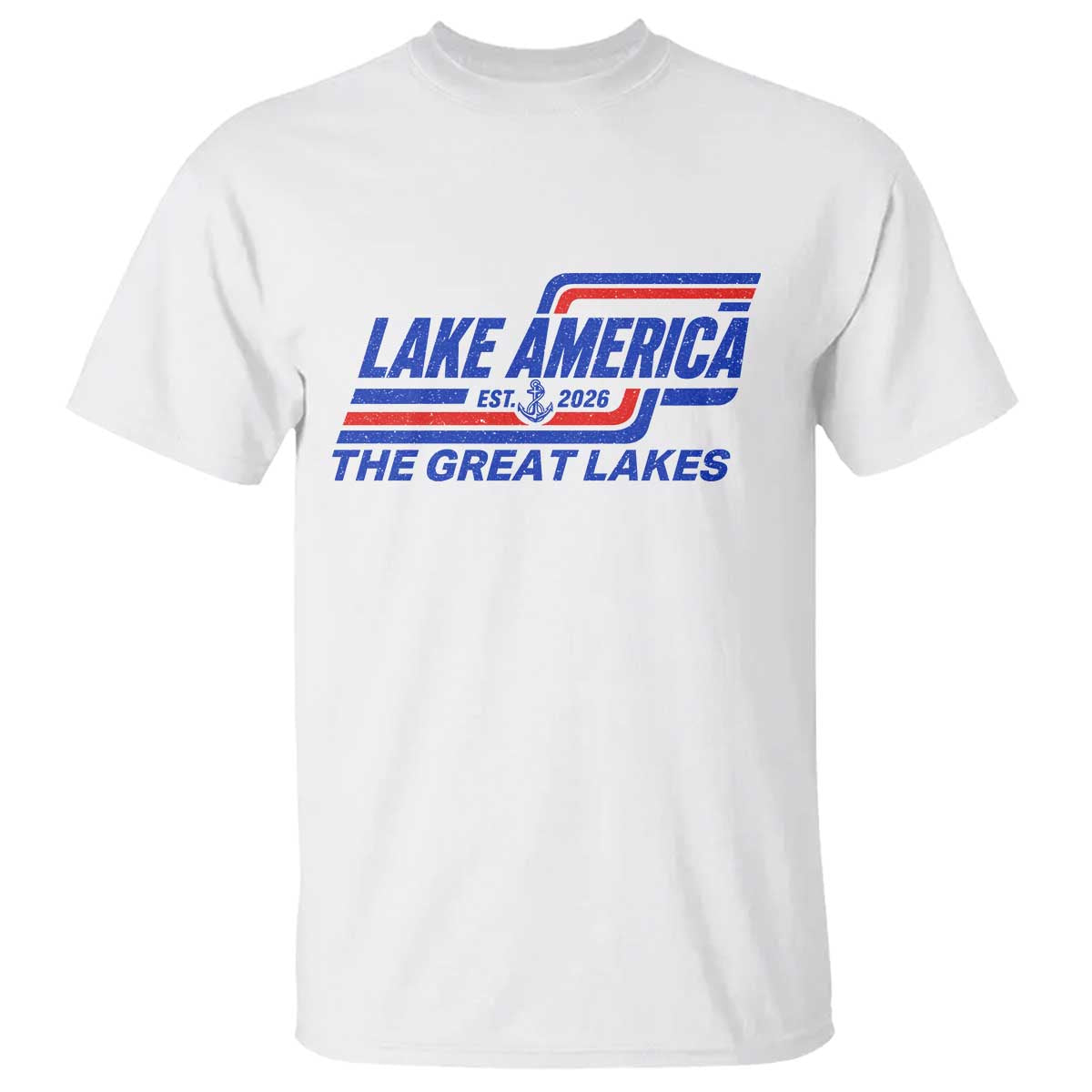 Lake America Est 2026 Retro Racing Stripes Patriotic T Shirt Great Lakes Nautical Graphic