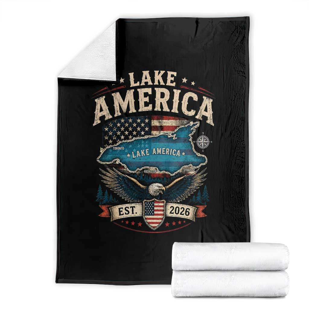 Lake America Est 2026 American Flag Eagle Throw Blanket Map Great Lakes Pride
