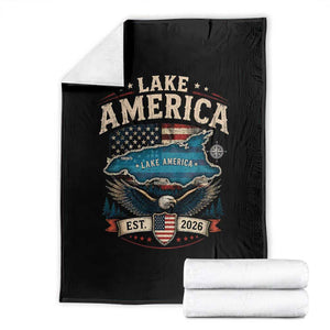 Lake America Est 2026 American Flag Eagle Throw Blanket Map Great Lakes Pride