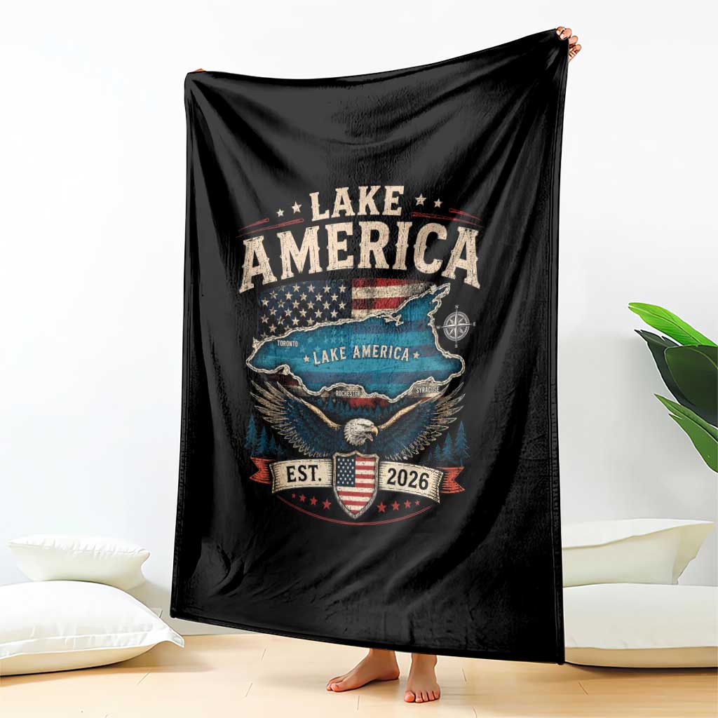 Lake America Est 2026 American Flag Eagle Throw Blanket Map Great Lakes Pride