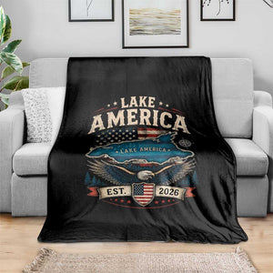 Lake America Est 2026 American Flag Eagle Throw Blanket Map Great Lakes Pride