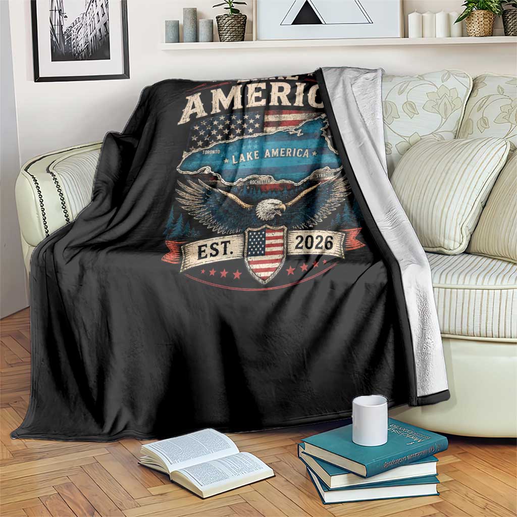Lake America Est 2026 American Flag Eagle Throw Blanket Map Great Lakes Pride