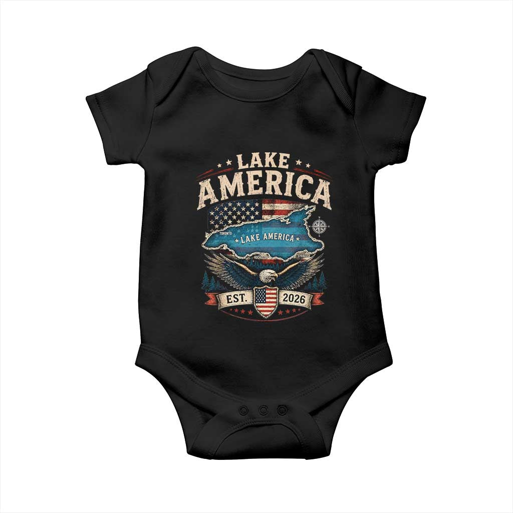 Lake America Est 2026 American Flag Eagle Baby Onesie Map Great Lakes Pride