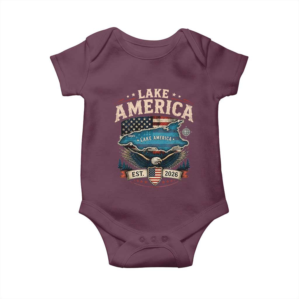 Lake America Est 2026 American Flag Eagle Baby Onesie Map Great Lakes Pride