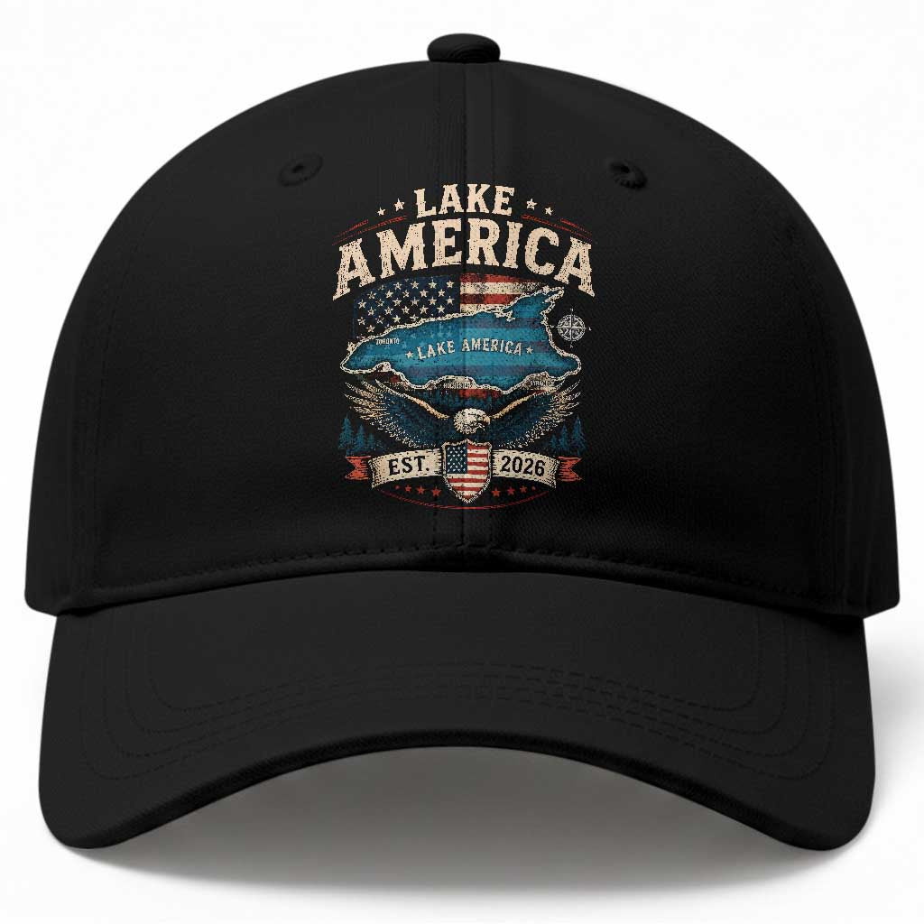 Lake America Est 2026 American Flag Eagle Baseball Cap Map Great Lakes Pride