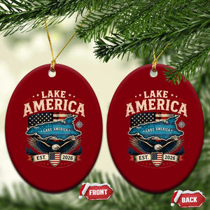 Lake America Est 2026 American Flag Eagle Ceramic Ornament Map Great Lakes Pride