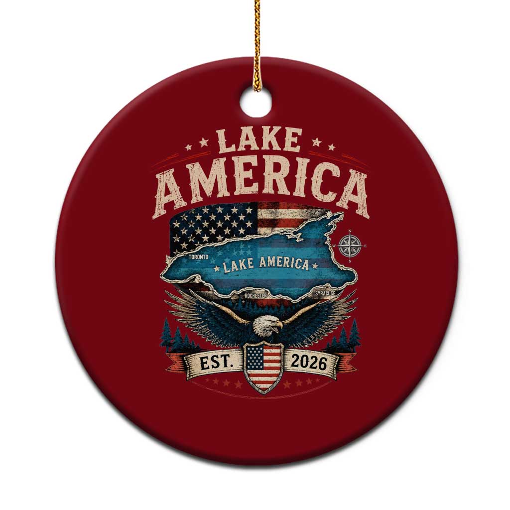 Lake America Est 2026 American Flag Eagle Ceramic Ornament Map Great Lakes Pride