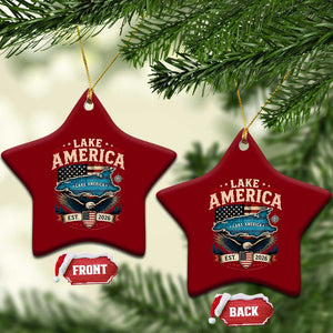 Lake America Est 2026 American Flag Eagle Ceramic Ornament Map Great Lakes Pride