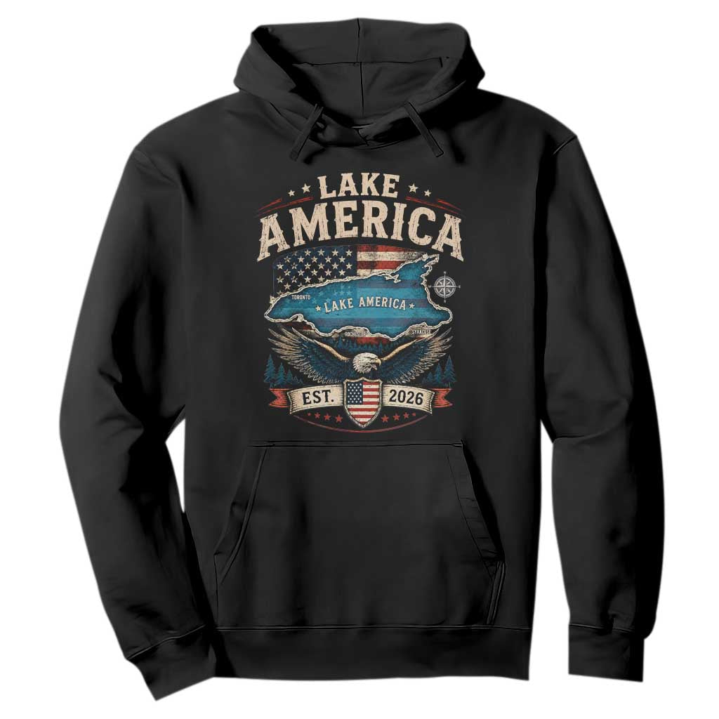 Lake America Est 2026 American Flag Eagle Hoodie Map Great Lakes Pride