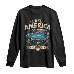 Lake America Est 2026 American Flag Eagle Long Sleeve Shirt Map Great Lakes Pride