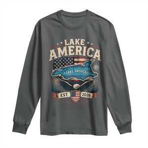 Lake America Est 2026 American Flag Eagle Long Sleeve Shirt Map Great Lakes Pride