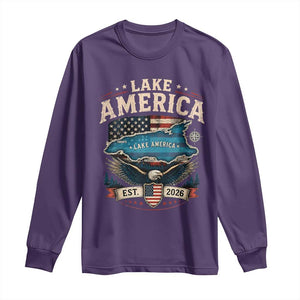 Lake America Est 2026 American Flag Eagle Long Sleeve Shirt Map Great Lakes Pride