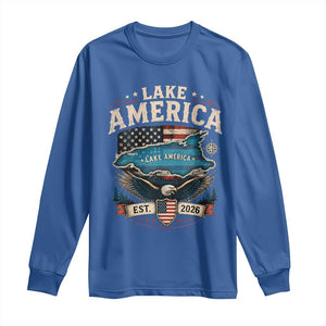 Lake America Est 2026 American Flag Eagle Long Sleeve Shirt Map Great Lakes Pride