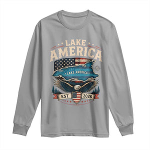 Lake America Est 2026 American Flag Eagle Long Sleeve Shirt Map Great Lakes Pride
