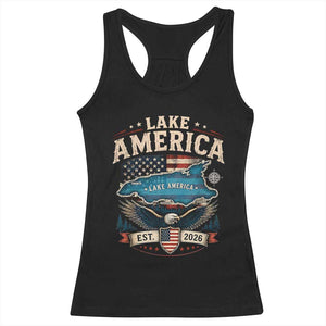 Lake America Est 2026 American Flag Eagle Racerback Tank Top Map Great Lakes Pride
