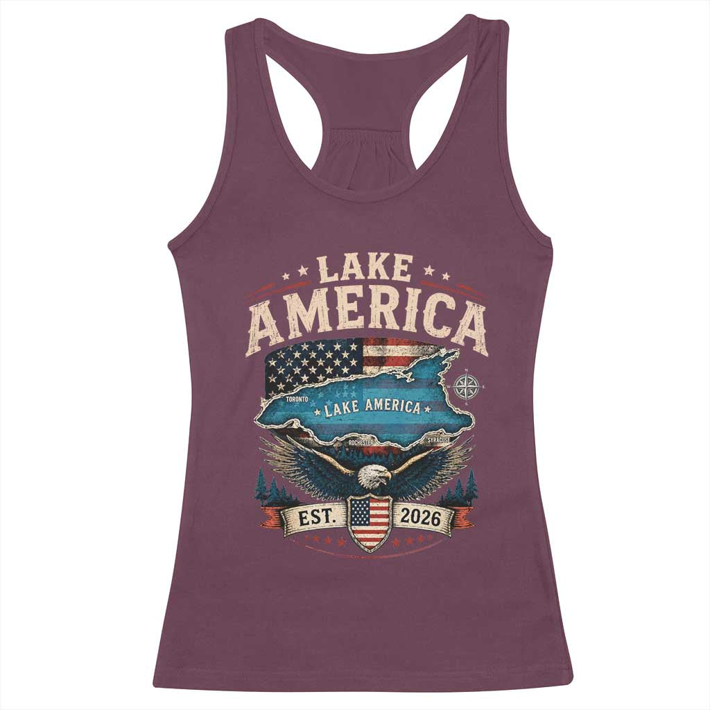 Lake America Est 2026 American Flag Eagle Racerback Tank Top Map Great Lakes Pride