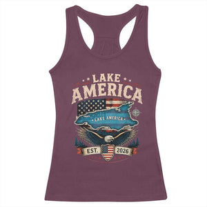 Lake America Est 2026 American Flag Eagle Racerback Tank Top Map Great Lakes Pride