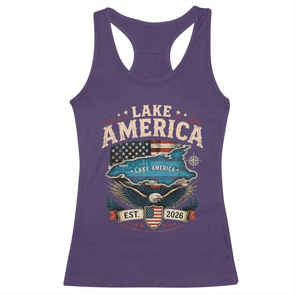Lake America Est 2026 American Flag Eagle Racerback Tank Top Map Great Lakes Pride