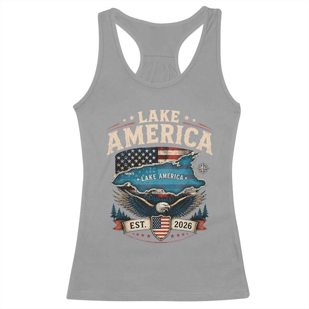 Lake America Est 2026 American Flag Eagle Racerback Tank Top Map Great Lakes Pride