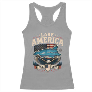 Lake America Est 2026 American Flag Eagle Racerback Tank Top Map Great Lakes Pride