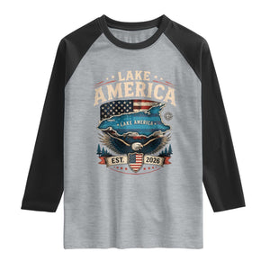 Lake America Est 2026 American Flag Eagle Raglan Shirt Map Great Lakes Pride
