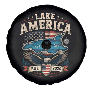 Lake America Est 2026 American Flag Eagle Spare Tire Cover Map Great Lakes Pride