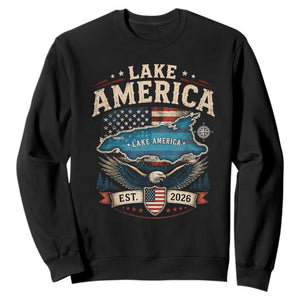 Lake America Est 2026 American Flag Eagle Sweatshirt Map Great Lakes Pride