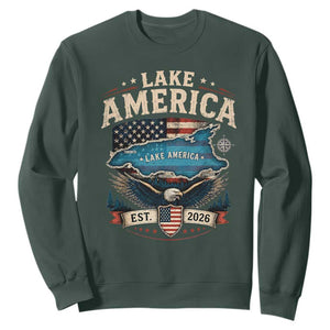 Lake America Est 2026 American Flag Eagle Sweatshirt Map Great Lakes Pride