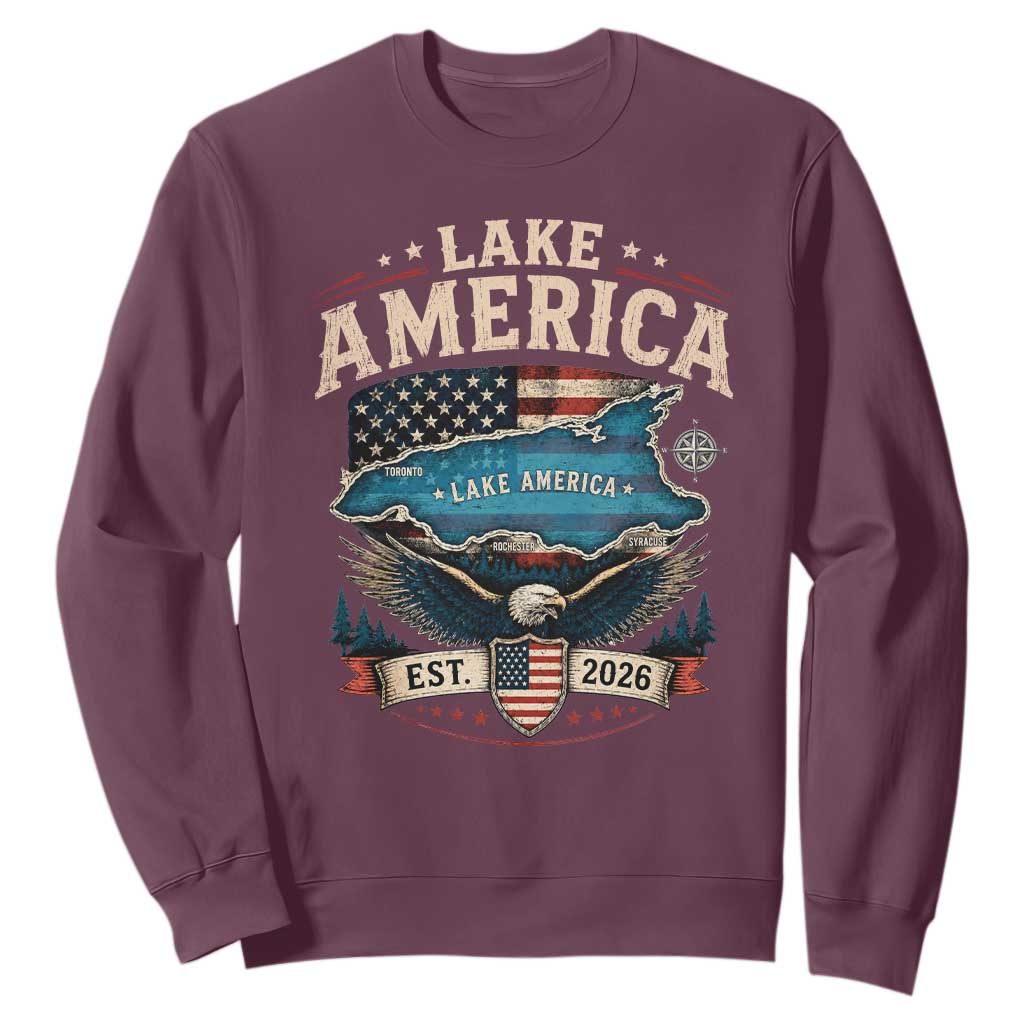 Lake America Est 2026 American Flag Eagle Sweatshirt Map Great Lakes Pride