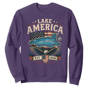 Lake America Est 2026 American Flag Eagle Sweatshirt Map Great Lakes Pride