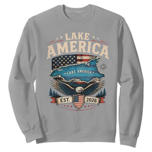 Lake America Est 2026 American Flag Eagle Sweatshirt Map Great Lakes Pride