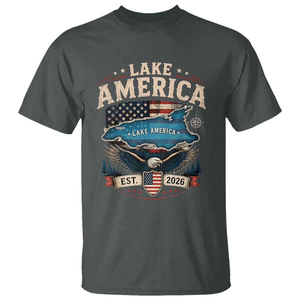 Lake America Est 2026 American Flag Eagle T Shirt Map Great Lakes Pride