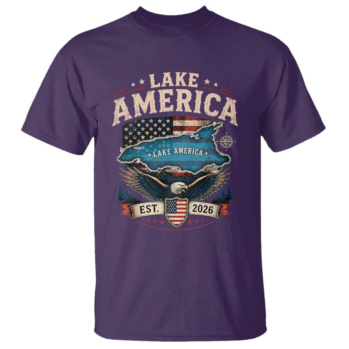 Lake America Est 2026 American Flag Eagle T Shirt Map Great Lakes Pride