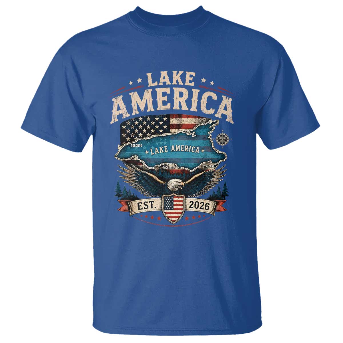 Lake America Est 2026 American Flag Eagle T Shirt Map Great Lakes Pride