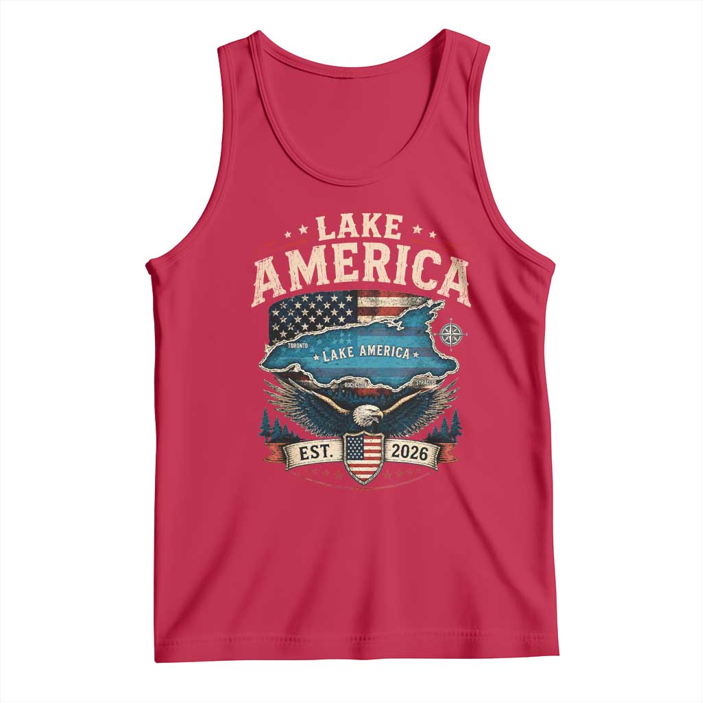 Lake America Est 2026 American Flag Eagle Tank Top Map Great Lakes Pride