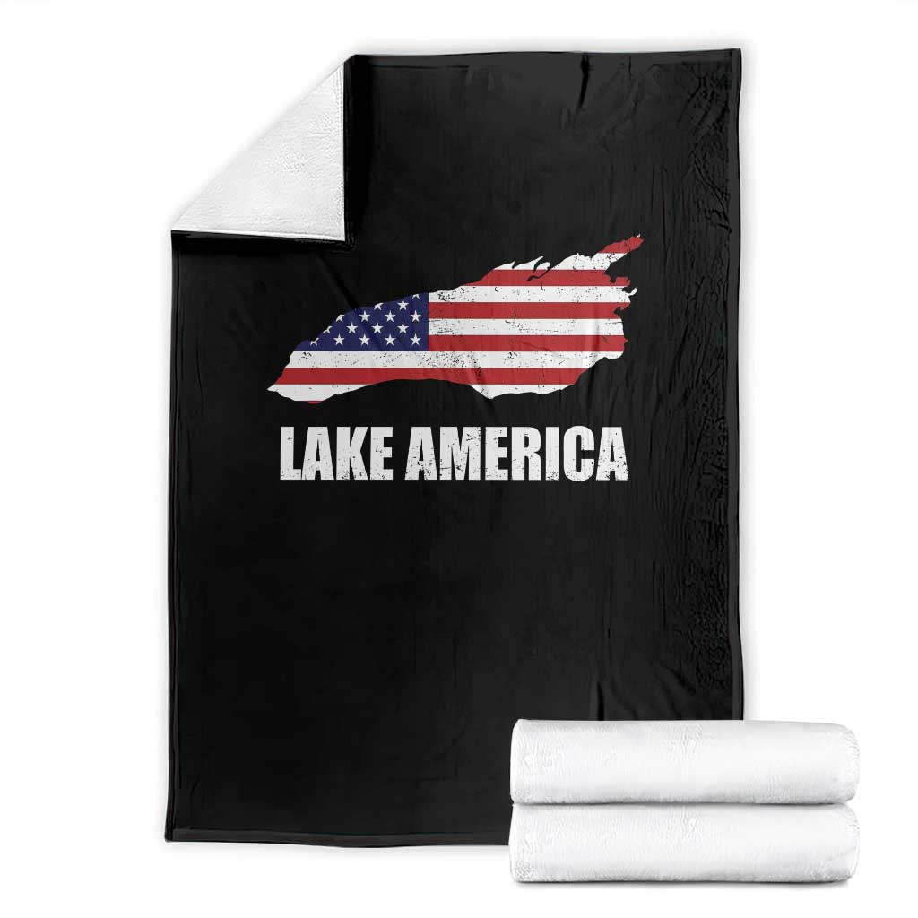 Lake America American Flag Lake Map Throw Blanket Patriotic Great Lakes