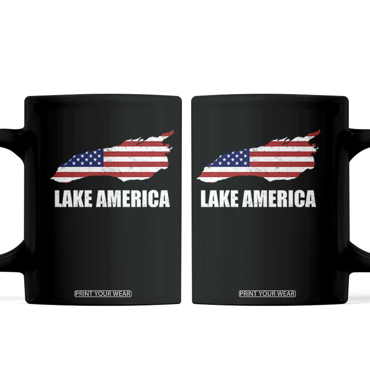 Lake America American Flag Lake Map Coffee Mug Patriotic Great Lakes