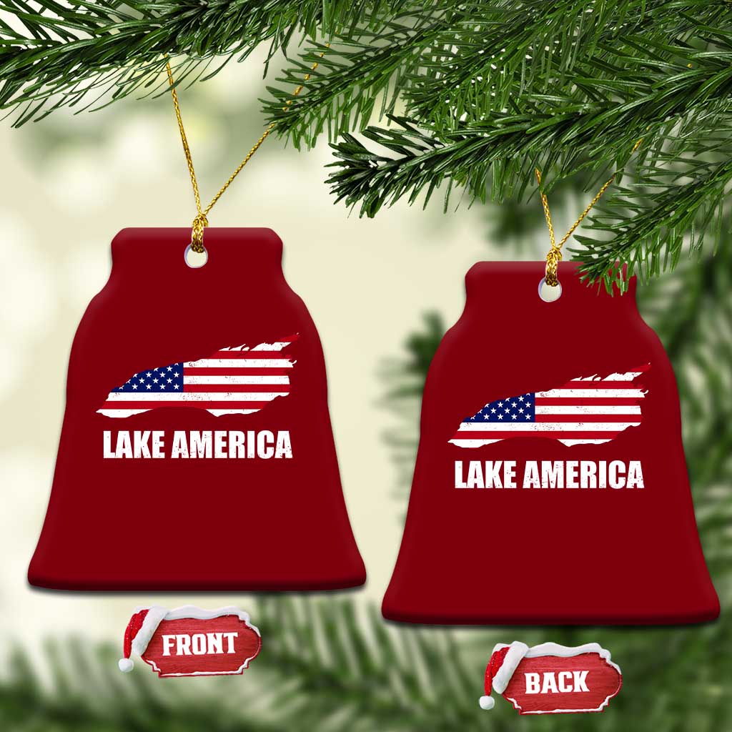 Lake America American Flag Lake Map Ceramic Ornament Patriotic Great Lakes