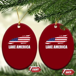 Lake America American Flag Lake Map Ceramic Ornament Patriotic Great Lakes