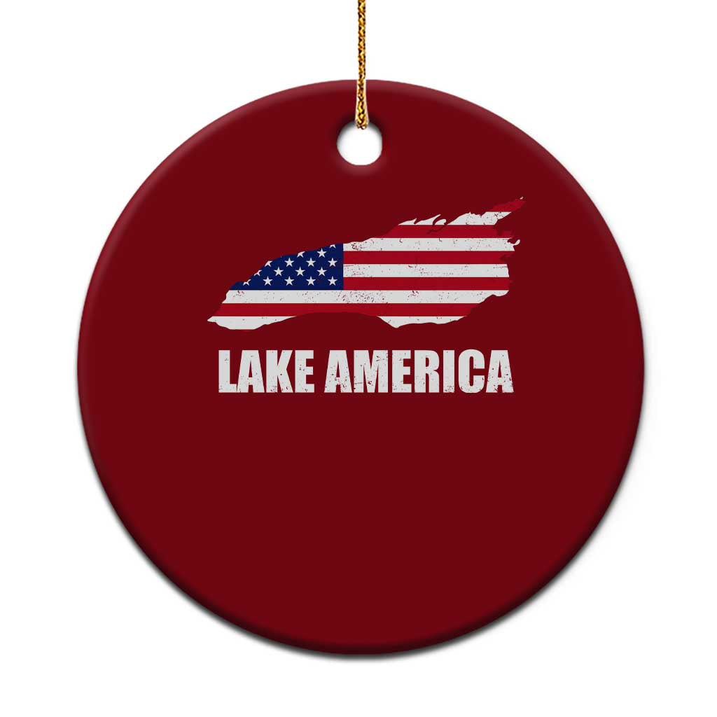 Lake America American Flag Lake Map Ceramic Ornament Patriotic Great Lakes