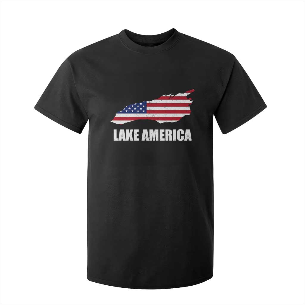 Lake America American Flag Lake Map T Shirt For Kid Patriotic Great Lakes