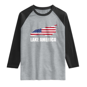 Lake America American Flag Lake Map Raglan Shirt Patriotic Great Lakes