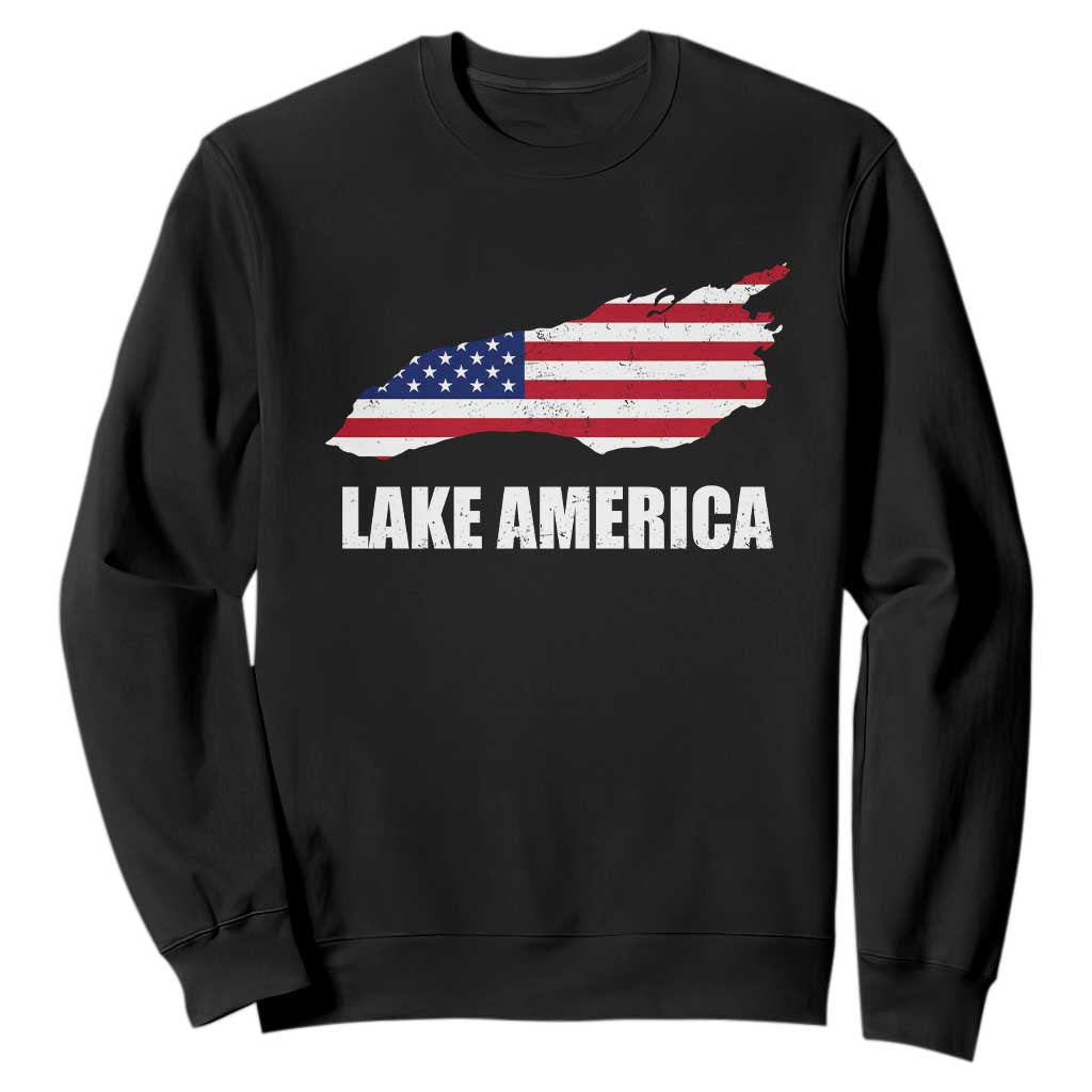 Lake America American Flag Lake Map Sweatshirt Patriotic Great Lakes
