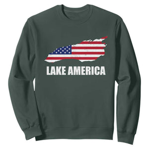 Lake America American Flag Lake Map Sweatshirt Patriotic Great Lakes