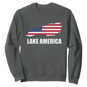 Lake America American Flag Lake Map Sweatshirt Patriotic Great Lakes