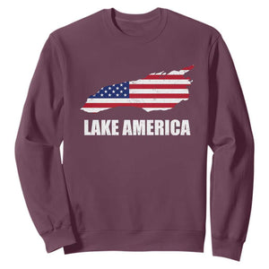Lake America American Flag Lake Map Sweatshirt Patriotic Great Lakes