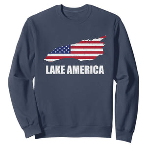 Lake America American Flag Lake Map Sweatshirt Patriotic Great Lakes