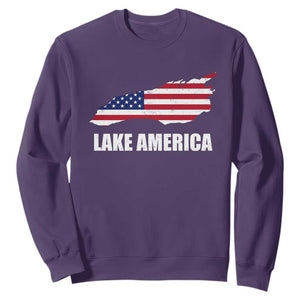 Lake America American Flag Lake Map Sweatshirt Patriotic Great Lakes