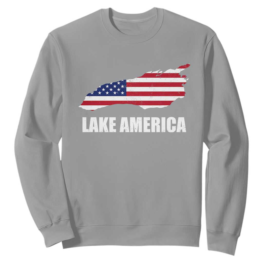 Lake America American Flag Lake Map Sweatshirt Patriotic Great Lakes